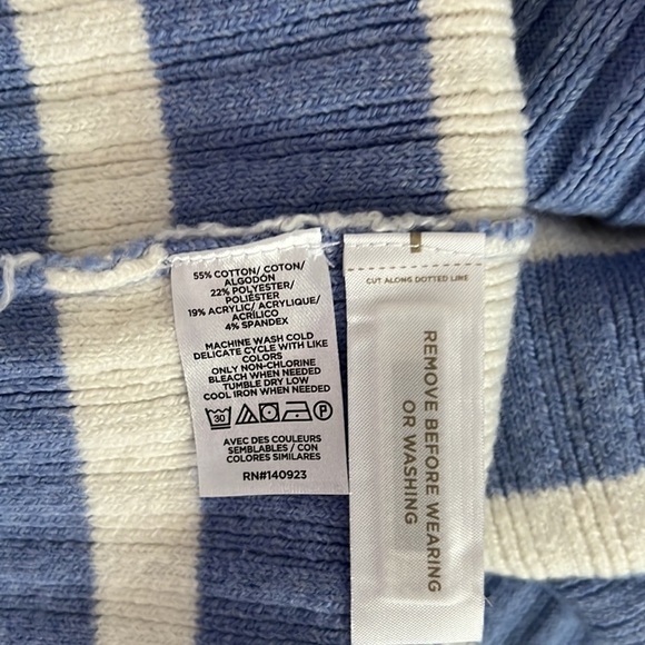 LOFT Striped Ribbed Sweater Luxe Larimar - Picture 5 of 5